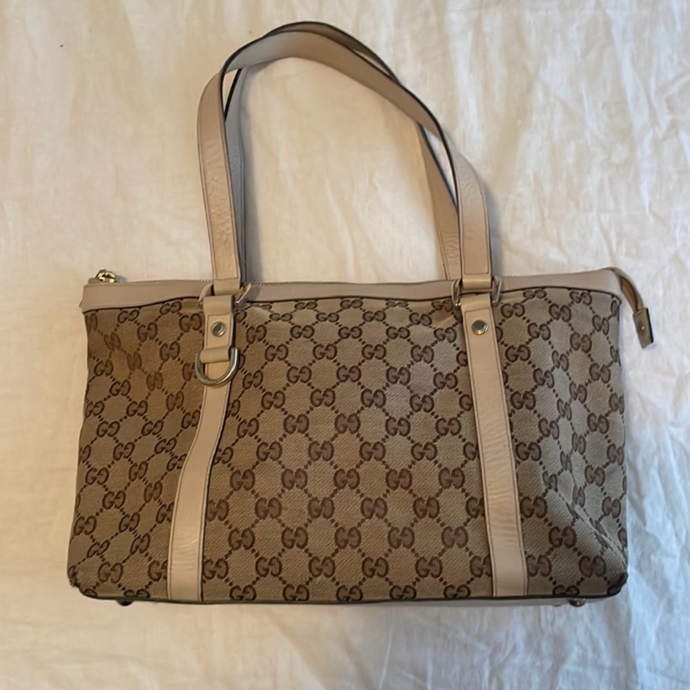 Gucci Beige and Brown Signature Tote